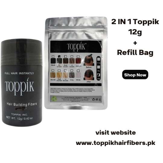Toppik Hair Building Fibers 2 IN 1 Deal 12g Fiber+ Refill Pack 25g in Pakistan