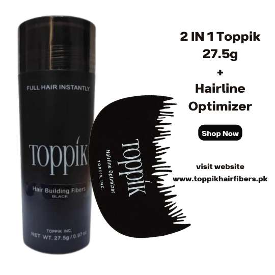 Toppik Hair Building Fibers 2 IN 1 Deal 27.5g Fiber+ Hairline Optimizer in Pakistan