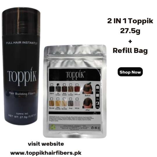 Toppik Hair Building Fibers 2 IN 1 Deal 27.5g Fiber+ Refill Pack 25g in Pakistan