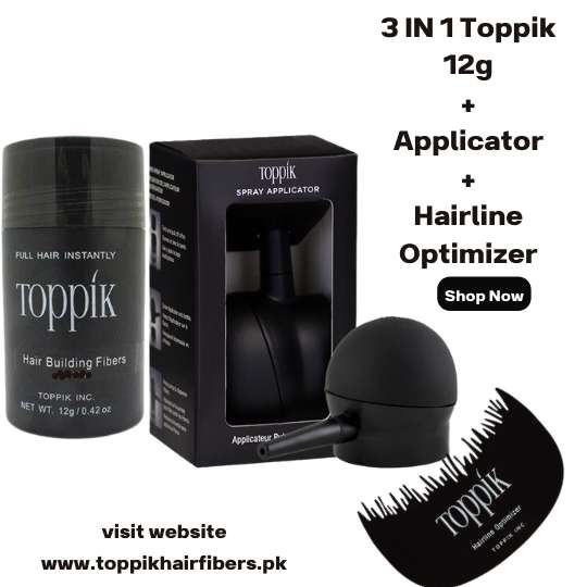 Toppik Hair Building Fibers 3 IN 1 Deal 12g Fiber+ Spray Applicator+ Hairline Optimizer in Pakistan